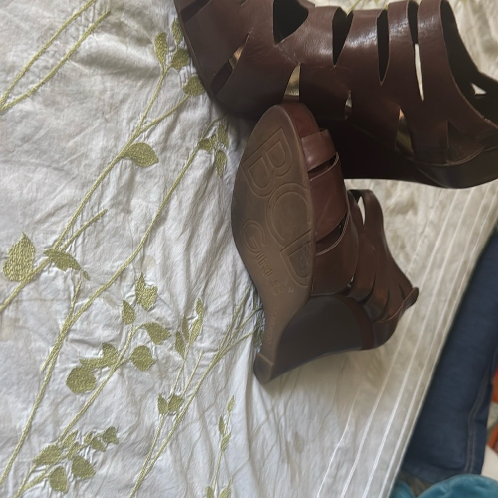BCBG Brown Wedge Sandals